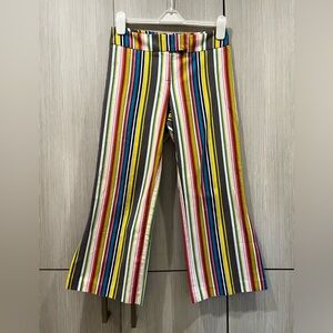Trina Turk Multicolor Stripe Split Hem Cropped Flare Pants 100% Cotton Size‎ 8